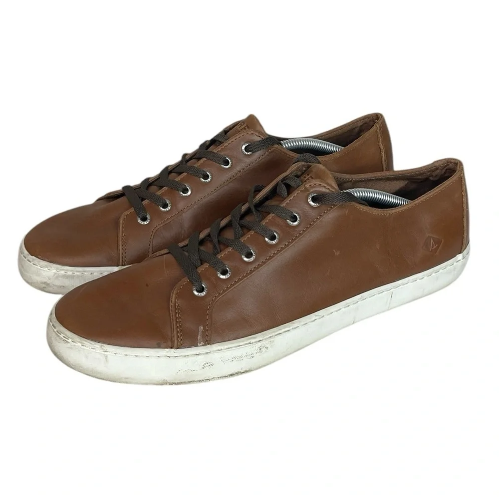 B8 Mens SPERRY Topsider Cognac Brown Leather Boat Shoes 13